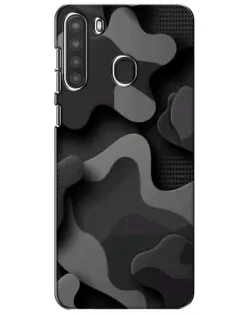 Чехол для Samsung Galaxy A21 (A215) с картинкой «Темный абстрактный камуфляж»