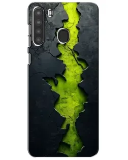 Чехол для Samsung Galaxy A21 (A215) с картинкой «Салатовый разлом скалы»