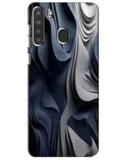 Чехол для Samsung Galaxy A21 (A215) с картинкой «Объемные синие складки»