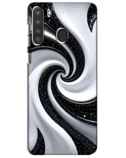 Чехол для Samsung Galaxy A21 (A215) с картинкой «Черно-белая спираль»