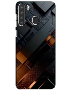 Чехол для Samsung Galaxy A21 (A215) с картинкой «Черные геометрические блоки»