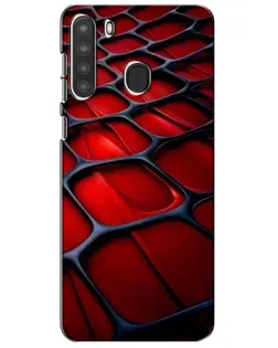 Чехол для Samsung Galaxy A21 (A215) с картинкой «Красная глянцевая сетка»