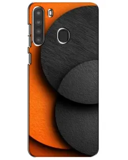 Чехол для Samsung Galaxy A21 (A215) с картинкой «Геометрия оранжевых кругов»