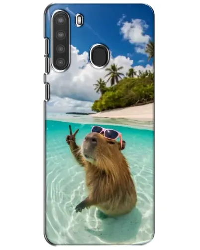 Чехол для Samsung Galaxy A21 (A215) с картинкой «Капибара на море»