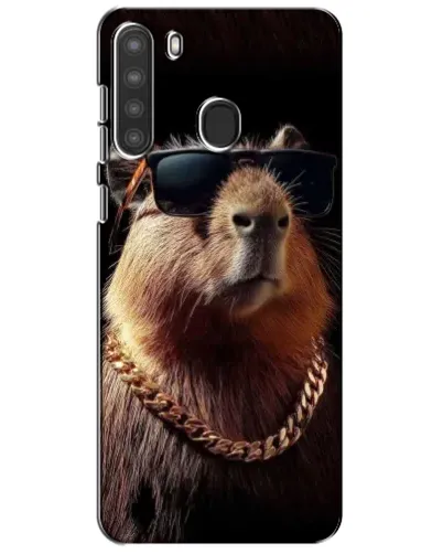 Чехол для Samsung Galaxy A21 (A215) с картинкой «Капибара золотая цепь»