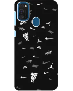 Чехол для Samsung Galaxy A21s с картинкой «Nike Black Pattern»