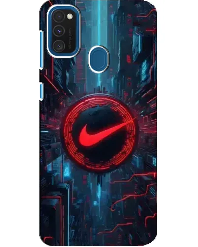 Чехол для Samsung Galaxy A21s с картинкой «Техногенный стиль Nike»