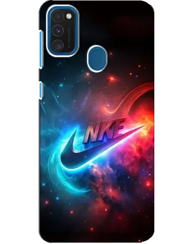 Чехол для Samsung Galaxy A21s с картинкой «Огненный логотип Nike»