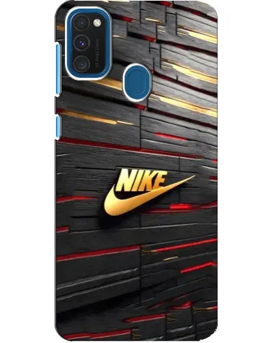 Чехол для Samsung Galaxy A21s с картинкой «Золотой Nike на металле»