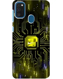 Чехол для Samsung Galaxy A21s с картинкой «Nike — золотая искра»
