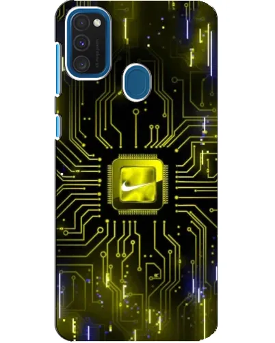 Чехол для Samsung Galaxy A21s с картинкой «Nike — золотая искра»