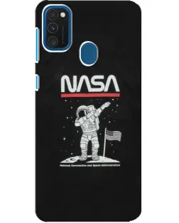 Чехол для Samsung Galaxy A21s с картинкой «NASA — шагаем по Луне»