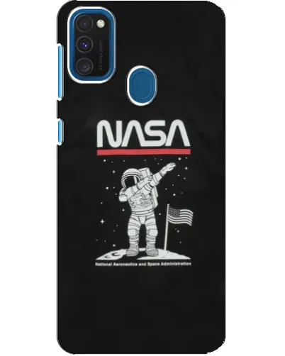 Чехол для Samsung Galaxy A21s с картинкой «NASA — шагаем по Луне»