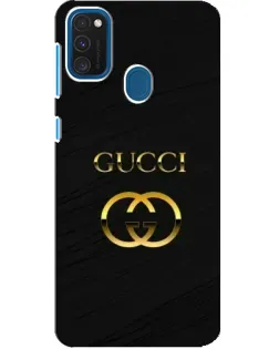 Чохол для Samsung Galaxy A21s з картинкою «Золотий логотип Gucci»