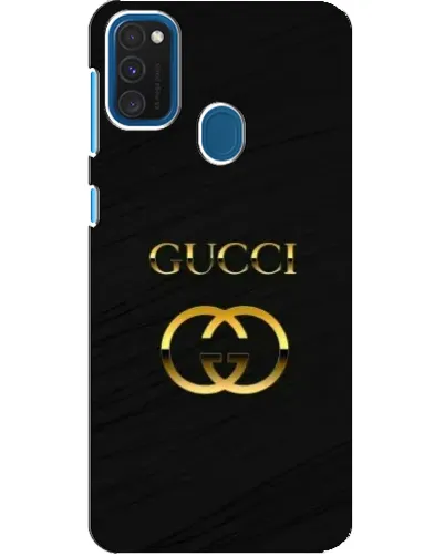 Чохол для Samsung Galaxy A21s з картинкою «Золотий логотип Gucci»