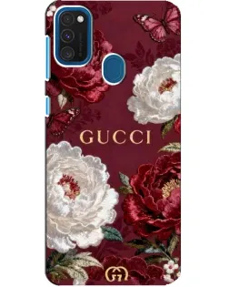 Чехол для Samsung Galaxy A21s с картинкой «Gucci — бордовые розы»