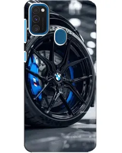 Чехол для Samsung Galaxy A21s с картинкой «Колесо BMW вблизи»