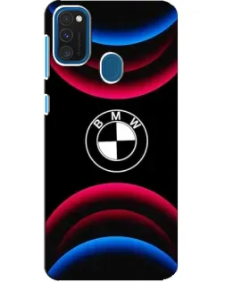 Чехол для Samsung Galaxy A21s с картинкой «Логотип BMW и неоновые дуги»