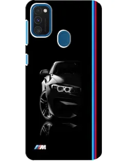 Чехол для Samsung Galaxy A21s с картинкой «Силуэт BMW в темноте»