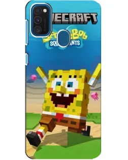 Чохол для Samsung Galaxy A21s з картинкою «Губка Боб Minecraft»