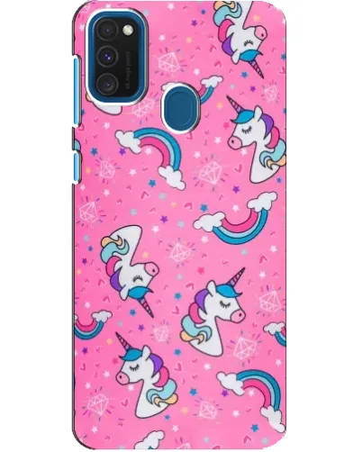 Чехол для Samsung Galaxy A21s с картинкой «Unicorn паттерн розовый»