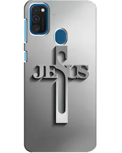 Чехол для Samsung Galaxy A21s с картинкой «Металлический крест Jesus»