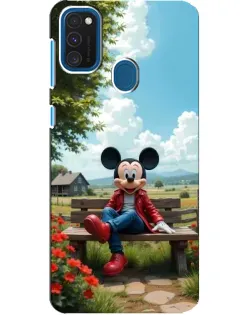Чехол для Samsung Galaxy A21s с картинкой «Микки на скамейке»
