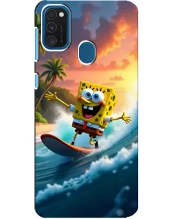Чехол для Samsung Galaxy A21s с картинкой «Губка Боб серфингист»