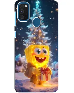 Чехол для Samsung Galaxy A21s с картинкой «Рождественский Спанч Боб»
