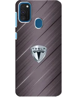 Чехол для Samsung Galaxy A21s с картинкой «Металлическая текстура Tesla»