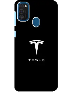 Чехол для Samsung Galaxy A21s с картинкой «Tesla White Logo»