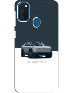 Чехол для Samsung Galaxy A21s с картинкой «Серебристый Cybertruck Tesla»