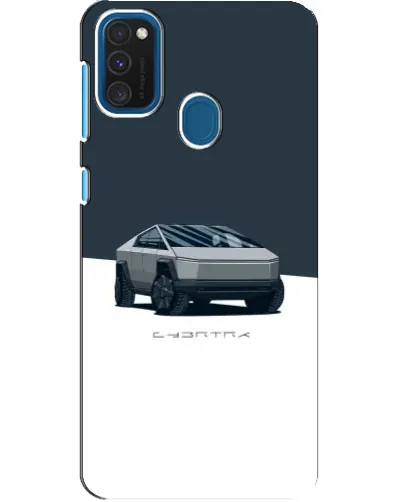Чехол для Samsung Galaxy A21s с картинкой «Серебристый Cybertruck Tesla»