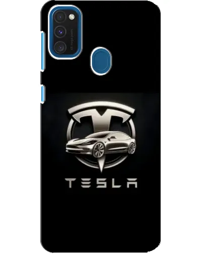 Чехол для Samsung Galaxy A21s с картинкой «Tesla — серебристое авто»