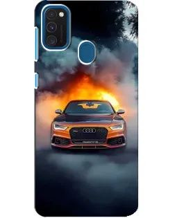 Чохол для Samsung Galaxy A21s з картинкою «Audi у вогняному диму»