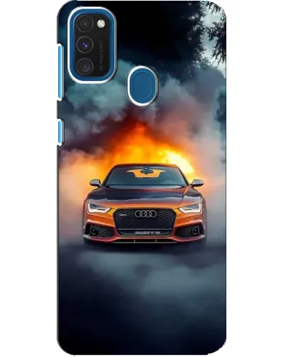 Чохол для Samsung Galaxy A21s з картинкою «Audi у вогняному диму»