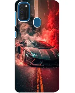 Чехол для Samsung Galaxy A21s с картинкой «Lamborghini красный дым»