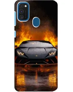 Чехол для Samsung Galaxy A21s с картинкой «Lamborghini в огне»