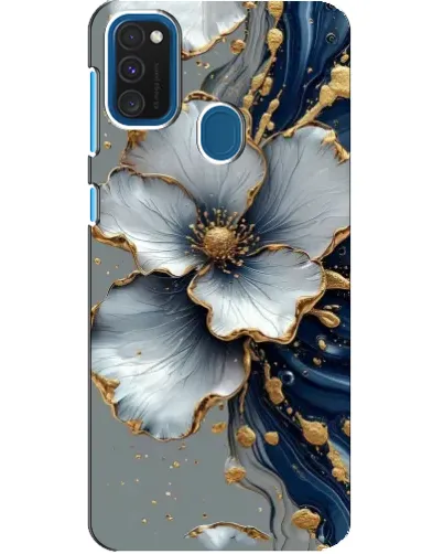Чехол для Samsung Galaxy A21s с картинкой «Белый цветок и золотой флюид» Чехол для Samsung Galaxy A21s с картинкой «Белый цветок и золотой флюид»