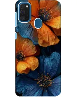 Чохол для Samsung Galaxy A21s з картинкою «Яскрава синьо-помаранчева флора»
