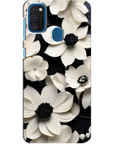 Чехол для Samsung Galaxy A21s с картинкой «Объемные белые цветы» Чехол для Samsung Galaxy A21s с картинкой «Объемные белые цветы»