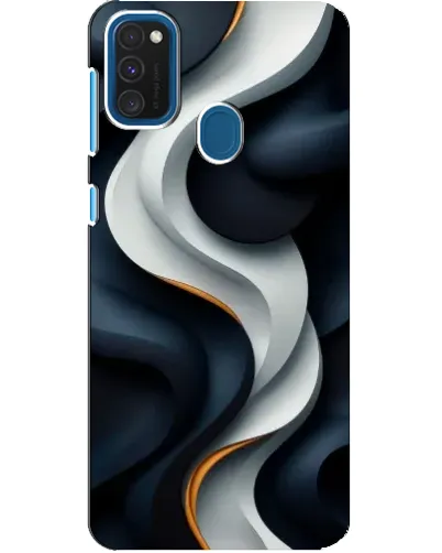 Чехол для Samsung Galaxy A21s с картинкой «Объемные черно-белые ленты» Чехол для Samsung Galaxy A21s с картинкой «Объемные черно-белые ленты»