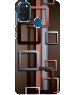 Чехол для Samsung Galaxy A21s с картинкой «Коричневые объемные квадраты»