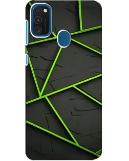 Чехол для Samsung Galaxy A21s с картинкой «Зеленые геометрические линии»