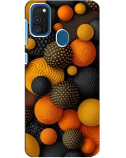 Чехол для Samsung Galaxy A21s с картинкой «Объемные оранжевые сферы»