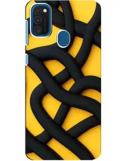 Чехол для Samsung Galaxy A21s с картинкой «Черное желтое переплетение»