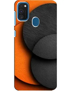 Чехол для Samsung Galaxy A21s с картинкой «Геометрия оранжевых кругов»