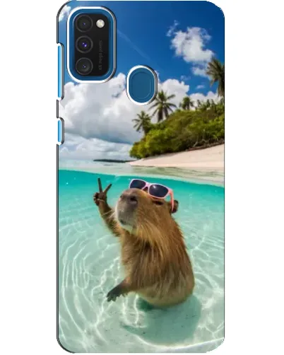 Чехол для Samsung Galaxy A21s с картинкой «Капибара на море»