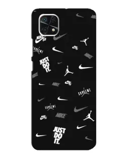 Чехол для Samsung Galaxy A22 5G с картинкой «Nike Black Pattern»