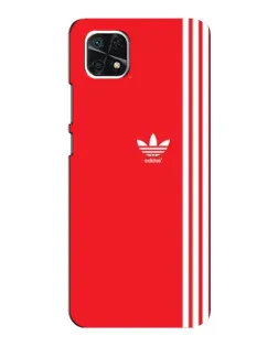 Чехол для Samsung Galaxy A22 5G с картинкой «Красный минимализм Adidas»